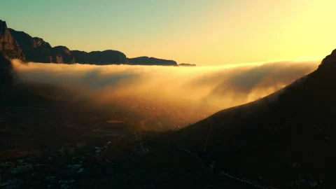 Sunset from Cape Town, Lion's Head Aerial view with Clouds Stock Footage 283545286