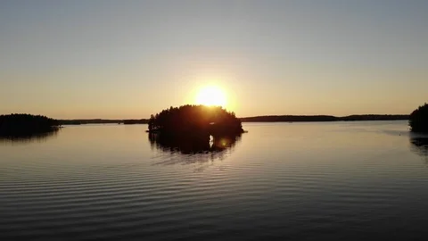 Sunset captured with drone at Saimaa 動画素材 106153028