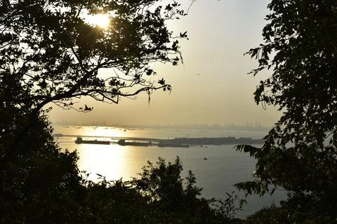 Sunset captured from a island Stock Photos