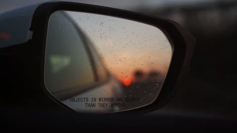 Sunset in a Car Mirror Stock Footage 221203984