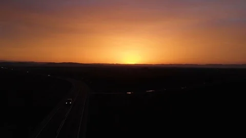 Sunset car road Stock Footage 121226416