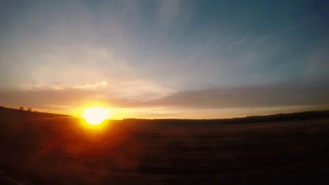 Sunset in the car window Stock Footage