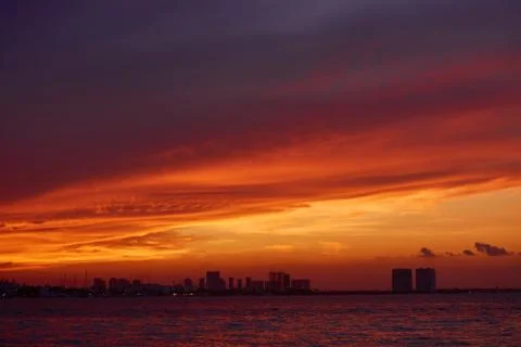 Sunset on the Caribbean Sea Stock Photos