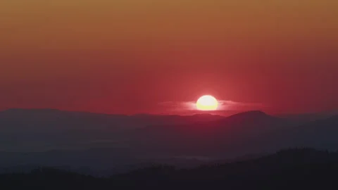 Sunset in the Carpathian Mountains Stock Footage 245799393