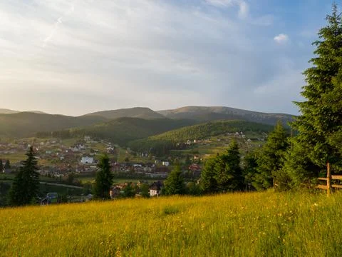 Sunset in Carpathian mountains Foto stock