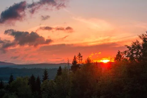 The sunset in the Carpathians. Stock Photos