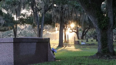 Sunset in a cemetery. 4K Video stock 112227170