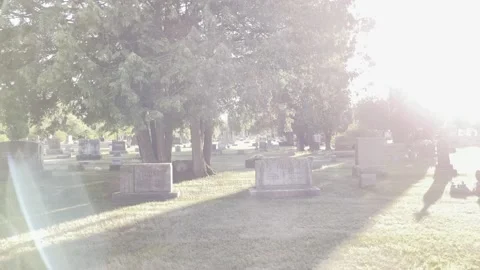 Sunset in the cemetery Stock Footage 155889181