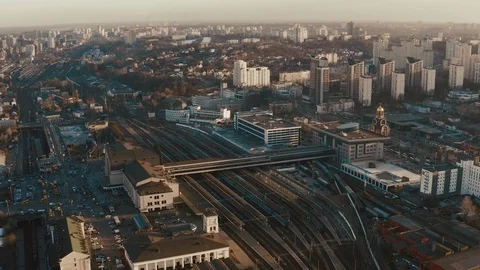  Sunset at the central railway station  Stock Footage 109748283