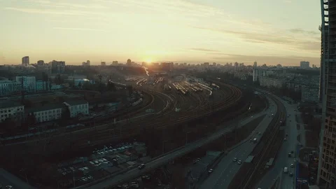 Sunset at the central railway station  Video stock 109831644