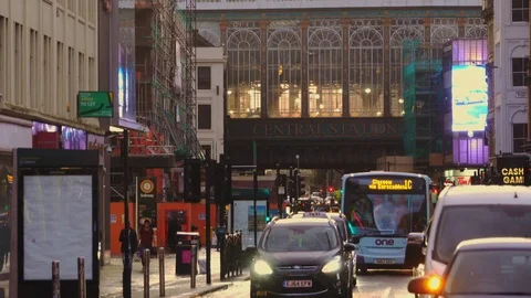 Sunset at central station street Stock Footage 125482005