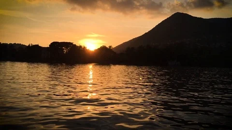 Sunset in Cernobbio - Lake Como - Italy Stockbeeldmateriaal 112088475