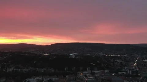 Sunset with Cetatuia Cluj Stock Footage 259963662