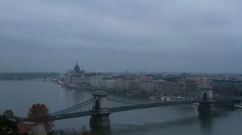 Sunset on the Chain Bridge Stock Footage 44754982