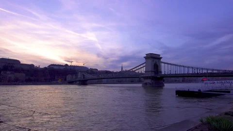 Sunset Chain Bridge Timelapse in Budapest Stock Footage 79712279