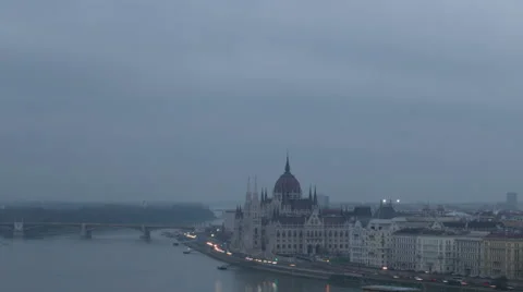 Sunset on the Chain Bridge (zoom out) Stock Footage 54128341