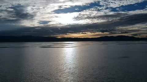 The sunset on the Chaka Salt Lake Stock Footage 85713359