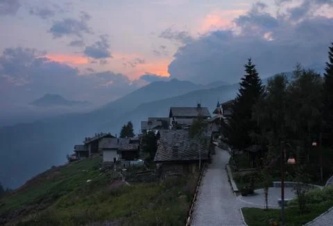 Sunset in Chamois Foto stock