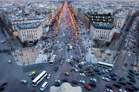 Sunset at Champ Elysee on Paris Stock-Fotos