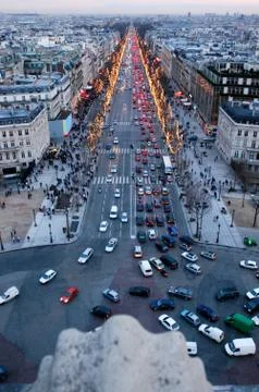 Sunset at Champ Elysee on Paris Stock-Fotos