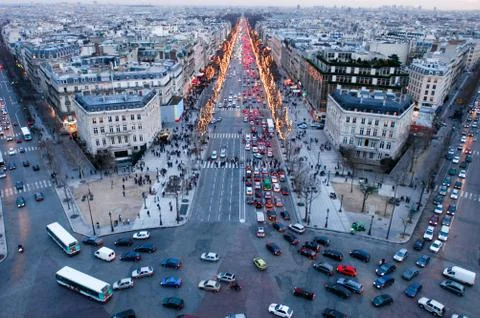 Sunset at Champ Elysee on Paris 스톡 사진