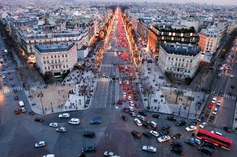 Sunset at Champ Elysee on Paris 写真素材