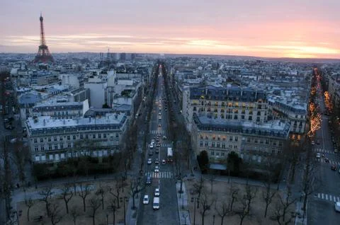 Sunset at Champ Elysee on Paris Foto stock