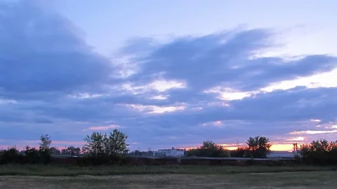 Sunset with a change in the color of the sky. Stock Footage 77478500