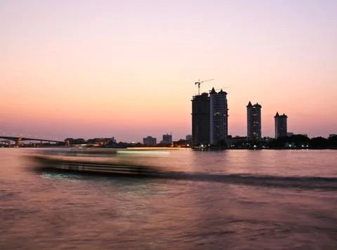 Sunset at chao phraya river Stock Photos