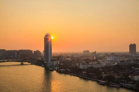 Sunset at the Chao Phraya River Stock Photos