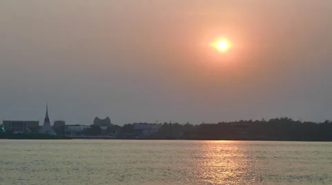 Sunset at Chao Praya river Stock Footage 58274131