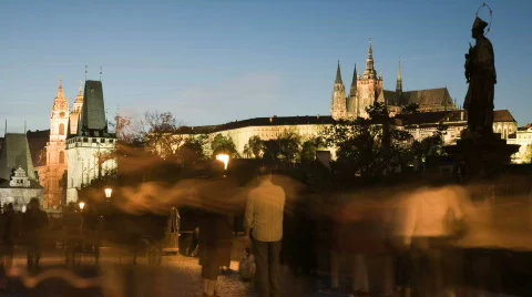 Sunset on Charles bridge Stock Footage 312410