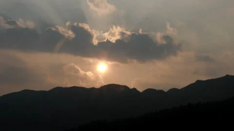 Sunset China Mountains Stock Footage 25969416