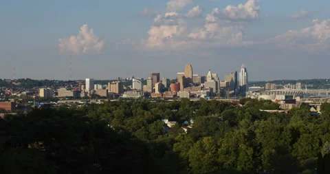 Sunset Cincinnati Skyline - Cincinnati, OH Stock Footage 136640821
