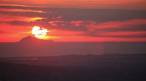 Sunset on Circeo seen from Vesuvius, Naples, Italy Stock Footage 34663409