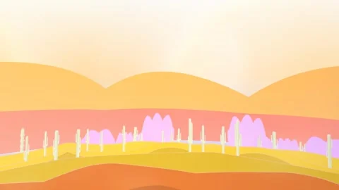 Sunset citrus sky desert scene scenic motion backdrop with shrub detail and sand Stock-Footage 336845834