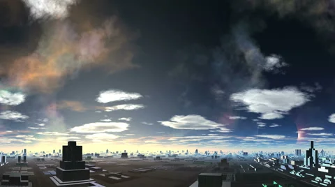 Sunset in the City of Aliens Stock Footage 65201736