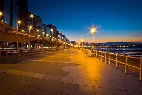 Sunset on a city beach Stock-Fotos