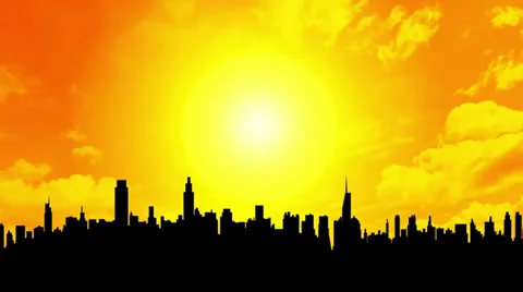 Sunset With City Buildings Stock Footage 39497705