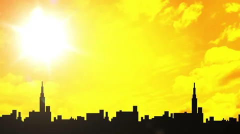 Sunset With City Buildings Stock Footage 39497707
