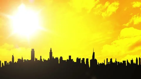 Sunset With City Buildings Stock Footage 39497710