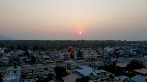 Sunset in the city, Butwal Nepal Stock Footage 155366759
