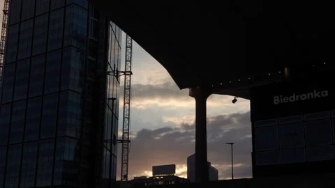 Sunset in city center Stock Footage 147684856