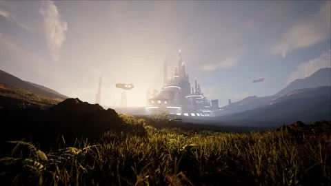 The sunset in the city of the future. 스톡 동영상 169598025