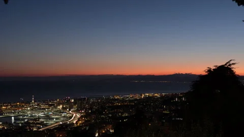 Sunset on the city of Genoa Stock Footage 171108702