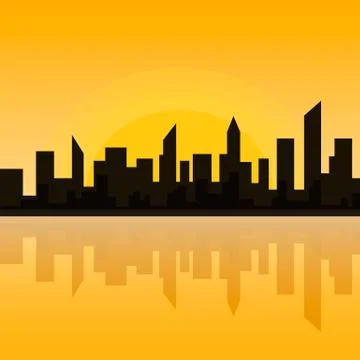 Sunset City Stock Illustration