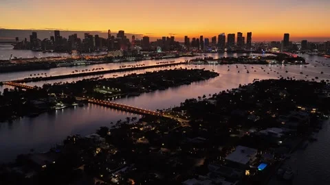 Sunset City At Miami Beach In Florida United States. Stock Footage 342209706