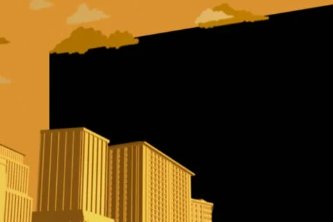 Sunset City Overlay Stock Footage 10873534