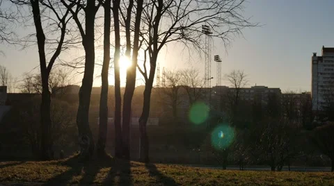 Sunset in City Park on Cold Day Vídeos de archivo 58697006