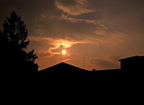 Sunset on the city Stock Photos
